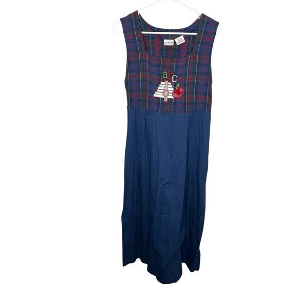 Vintage two twenty school abc teachers dress size small petite plaid chambray - Picture 2 of 15